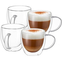 Orbix Borosilicate Insulated Double Walled Glass Coffee/Espresso/Latte/Tea Cups/Mugs, Heat Resistant 250 Ml, Pack Of (6)