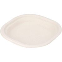 Sanwalsa Disposable Square Bagasse Paper Plates, 6 Inches Diameter, Set Of 25 Pcs - Beige