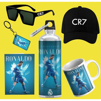Thewhoop Printed Cristiano Ronaldo Gift Combo Pack Of Mug (350Ml), Sipper Bottle (750Ml),Keychain,Sunglass,Cap, Greeting Card, Birthday Gift Set For Cristiano Ronaldo Fans (Pack Of 6) (Green)
