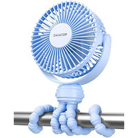 Gaiatop Mini Portable Stroller Fan, Battery Operated Small Clip On Fan, Detachable 3 Speed Rechargeable 360 Rotate Flexible Tripod Handheld Desk Cooling Fan For Car Seat Crib Treadmill Travel Blue