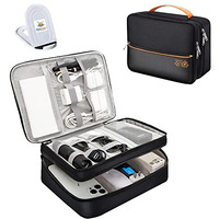 Seagull Flight Of Fashion Nylon Double Layer Electronic Gadget Organizer Case, Cable Organizer Professional Bag For Accessories With Mobile Stand - 27 X 20 X 9 Cm - Black - Model 2