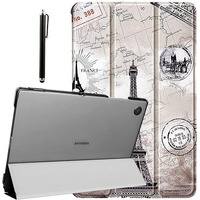 Proelite Cover For Samsung Galaxy Tab A9 Plus 11 Inch Case Cover, Smart Flip Case Cover For Samsung Galaxy Tab A9+ 11 Inch Translucent Back With Stylus Pen, Eiffel