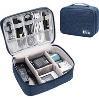 House Of Quirk Polyester Electronics Accessories Organizer Bag, Universal Carry Travel Gadget Bag For Cables, Plug And More, Perfect Size Fits For Pad Phone Charger Hard Disk - Dark Blue