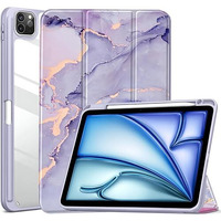 Proelite Case For Ipad Air 11 Inch M3/M2 2025/2024, Ipad Air 10.9 Inch 5Th/4Th Gen & Ipad Pro 11 Inch 4Th/3Rd Gen 2022 Case Cover, Transparent Smart Flip Cover With Pencil Holder, Marble Purple