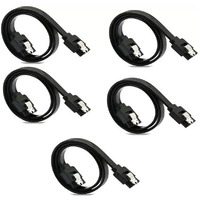 Etzin Sata Cable Iii 6Gbps Straight Hdd Sdd Data Cable With Locking Latch 16 Inch Compatible For Sata Hdd, Ssd, Cd Driver, Cd Writer (Pack-Of-5)-(Epl-255Tc-02)(Black)