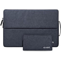Craloft Polyester Laptop Sleeve Cover Bag Compatible With Macbook 16 Inch With Charger Pouch (Grey_L25)