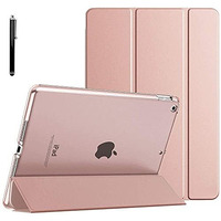 Proelite Smart Trifold Hard Back Flip Stand Case Cover For Apple Ipad 9.7 Inch 2018/2017 5Th 6Th Generation With Stylus Pen- Rose Gold