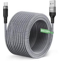 Verilux 8M/26Ft Type C Cable, 10W Usb A To Usb C Charging Cable, Ultra Long Type C Charging Cable Compatible With Phone, Tablet, Ps5 & More C Type Devices, Grey