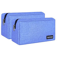 Alifiya Polyester Gadget Charger Pouch/Travel Organizer Pouch For Cables/Hard Disk/Charger (Blue - Pack Of 2)