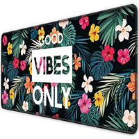 Inovera Neoprene Extended Anti-Slip Rubber Gaming Mouse Pad Floral Stitched For Laptop, Computer Mat, 885L X 400B Mm (Flower Good Vibes Only)
