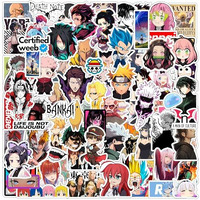 Paper9Store Pack Of 80+ Anime Stickers For Laptop, Phone Case, Guitar, Bike, Pc, Scrapbook Etc. Waterproof Glossy Laminated Residue Free Anime Stickers