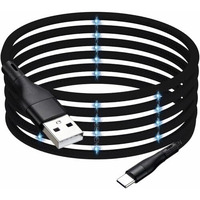 Magnetic Coiled Type A To Type C Cable, 65W / 3.1A Magnetic Coiled O-Magcable Nylon Braided For Laptops And Smartphones, Magcable Pd Technology, Qc 3.0 Charging - 1.2 Meter , Type A - Type C , Black