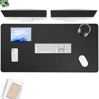 Aropana Vegan Leather Desk Mat, Mouse Pad Large, Computer Table Mat, Reversible Extended Laptop Pad For Desk, Dual Side Waterproof Edge-Stitched (47.2X23.6 Inch, Black/Grey)