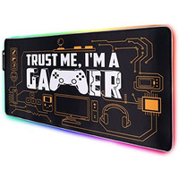 Speed Rgb Gaming Mouse Pad, Soft Glowing 14 Led Modes, Gaming Desk Keyboard Pad, Mouse Mat, Non-Slip Rubber Base - 78X30 Cm - I Am A Gamer Quote