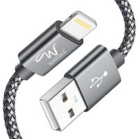 Wayona Nylon Braided Lightning Usb Data Sync & 3A Charging Cable For Iphones, Ipad Air, Ipad Mini, Ipod Nano And Ipod Touch Supports Carplay (3 Ft Pack Of 1, Grey)