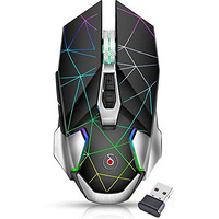 Offbeat- Ripjaw Alpha Gaming Series 2.4Gh Wireless Rechargeable, 8D Silent Clicks, Dpi 1600,2400,3200 Mouse For Pc/Laptop/Smart Tv/Mac ( Black & Chrome - Without Mouse Pad )
