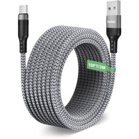 Verilux Type C Charging Cable 62W 3.1A Fast Charging Cable 10Ft Long Type C Charging Cable Data Cable Support 480Mbps Data Transmission Compatible With Phone,Tablet,Ps5 & More C Type Devices,Silver