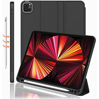 Oaky Pencil Holder Case For Apple Ipad Pro 11 Inch 2022/2021, 4Th/3Rd Generation Folio Back Cover Trifold Stand Auto Wake/Sleep Cover Support 2Nd Gen Pencil Charging - Black