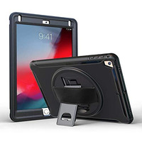 Proelite Rugged 3 Layer Armor Case Cover For Apple Ipad 9.7" 2017 2018 5Th Gen/6Th Gen Air 1 Air 2 Pro 9.7 (A1893/A1954) With Hand Grip And Rotating Kickstand