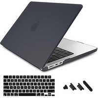 Midkart Case Compatible With Macbook Air 13.6 Inch Model M4 A3240 M3 A3113 M2 A2681 Release 2025 2024 2023 2022 With Touch Id Hard Shell Cover Keyguard & Dust Plugs, Smoke Black