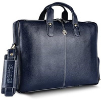 Hammonds Flycatcher Genuine Leather Office Bag For Men - 15.6 Inch Laptop Bag For Men For Professionals, Business Travelers - Adjustable Straps & Multiple Compartments - 1 Year Warranty - Royal Blue