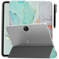 Proelite Cover For Oneplus Pad Go 11.35 Inch Case Cover, Transparent Flip Case Cover For Oneplus Pad Go 11.35 Inch 2023 With Stylus, Support Auto Sleep Wake, Marble Green