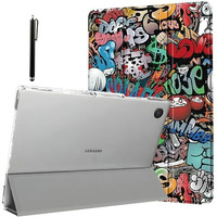 Proelite Cover For Samsung Galaxy Tab A9 Plus 11 Inch Case Cover, Smart Flip Case Cover For Samsung Galaxy Tab A9+ 11 Inch Translucent Back With Stylus Pen, Hippy