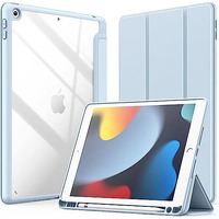 Proelite Smart Flip Case Cover For Apple Ipad 10.2 Inch 2021 9Th/8Th/7Th Gen, Clear Soft Back With Pencil Holder, Haze Blue