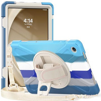 Proelite Cover For Samsung Galaxy Tab A9 Plus 11 Inch Case Cover, Rugged 3 Layer Armor Case Cover For Samsung Galaxy Tab A9+ 11 Inch Hand Grip And Rotating Kickstand, Rainbow Blue