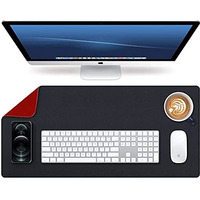 Aropana Vegan Leather Desk Pad, Extended Mouse Pad, Office Desk Mat, Reversible Desk Protector, Dual Side Waterproof Edge-Stitched Upgraded Version (36"X17"Inch, Black/Red)