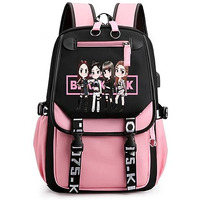 Palay Black Pink Bag For Girls School Bag With Usb Cable Jack Cute Backpacks Idol Print Design Laptop Backpack And Casual Backpack Student Accessories That Can Hold 16.8 Inches Books