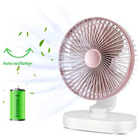 Hoteon Table Fan, 4000Mah Usb Rechargeable Desk Fan, 4 Speeds Oscillating Air Cooling, Type C Input Quiet Personal Small Cooler For Home Office Bedroom - Rose Gold
