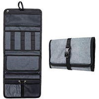 Fatmug Travel Organizer Bag For Small Electronic And Accessories -Gadgets Kit Case Pouch - Light Grey Unfolded - 22 X 6 In Folded - 9.5 X 6 In