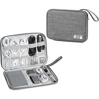 Seagull Flight Of Fashion Nylon Single Layer Electronic Gadget Organizer Case, Tech Kit Accessories Organizer Professional Bag With Mobile Stand - 25 X 19 X 2 Cm - Grey - Model 1