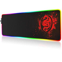 Speed Rgb Gaming Mouse Pad, Soft Glowing 14 Led Modes, Gaming Desk Keyboard Pad, Mouse Mat, Non-Slip Rubber Base - 78X30 Cm - Red Dragon