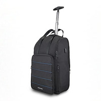 The Assembly Polyester Laptop Soft Shell In Line Trolley Bag With Wheels - Laptop Roller Case For Office Travel | One Day Travel Backpack With 2 Wheels For Unisex- 30 Liters,Black, Small, 50 Cm