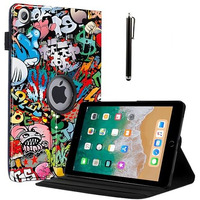 Proelite 360 Rotatable Smart Flip Case Cover For Apple Ipad 9.7 Inch 2018/2017 5Th/6Th Generation Air 1 Air 2 With Stylus Pen, Hippy
