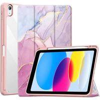Proelite Case Cover For Apple Ipad (A16) 11Th/10Th Generation (2025/2022), Transparent Case Cover With Pencil Holder For Ipad 11Th/10Th Gen 2025/2022, Marble Rose Pink