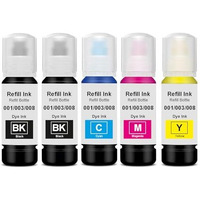 Verena 003 Refill Ink Compatible For Epson L3110, L3150, L3250, L3252 L3115, L3116, L3101, L3210, L3215, L3216, L3151, L3152, L3156, L5190 Printer (Black-2Pcs & Color-3Pcs)