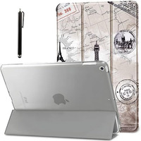 Proelite Cover For Apple Ipad 10.2 Inch Case Cover, Smart Flip Case Cover For Apple Ipad 10.2" 9Th Gen (2021) / 8Th Gen / 7Th Gen With Stylus Pen, Eiffel, Multicolor