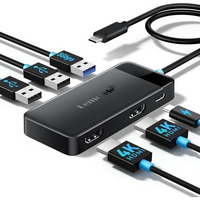 Lemorele Usb C Laptop Docking Station, 6-In-1 Dual Display Adapter With 4K Dual Hdmi For Macbook Pro, Macbook Air, Hp, Dell, Surface, Windows