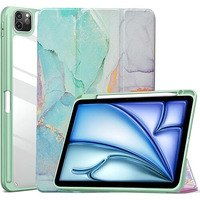 Proelite Case For Ipad Air 11 Inch M3/M2 2025/2024, Ipad Air 10.9 Inch 5Th/4Th Gen & Ipad Pro 11 Inch 4Th/3Rd Gen 2022 Case Cover, Transparent Smart Flip Cover With Pencil Holder, Marble Green