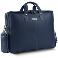 Hammonds Flycatcher Genuine Leather Office Bag For Men - 15.6 Inch Laptop Bag For Men For Professionals, Business Travelers - Adjustable Straps & Multiple Compartments - 1 Year Warranty - Blue_Napa