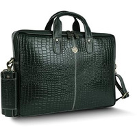 Hammonds Flycatcher Genuine Leather Office Bag For Men - 15.6 Inch Laptop Bag For Men For Professionals, Business Travelers - Adjustable Straps & Multiple Compartments - 1 Year Warranty - Croc Green