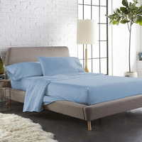 Blue Dahlia 300 Tc Cotton Flat Bedsheet For Double Bed, Sateen Weave King Size Bed Sheet Swiss Dot, 1 Flat Sheet (108"X108") & 2 Pillow Covers (18"X28") Bedding Set Oeko-Tex Certified- Blue Fog