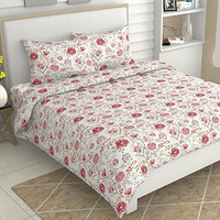 Haus & Kinder 100% Cotton Bedsheet For King Size Bed,186 Tc Soft Cotton Bedsheet For Double Bed, King Size Bed Sheet With 2 Pillow Covers,Morden Heritage