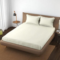 Trance Home Linen Pure 100% Cotton 400Tc Plain King Size Bedsheet With 2 Pillow Covers (108 X 108 Inch | 9Ft X 9Ft, Ivory)