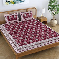 Colorish Cotton Blend Traditional Jaipuri Paisley Printed Bedsheet For Double Bed King Size With 2 Pillow Covers, Maroon - Luxurious Comfort And Timeless Elegance | Proudly Made In India