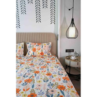 Pure Decor Leisure Fur Collection Microfibre Fabric King Size Glace Cotton Double Bedsheet, 1 Bedsheet With 2 Pillow Covers, Bedsheet 108 X 108 And Pillow Covers 17" X 27" (Orange)