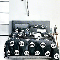 Money Home Decor Kids Glace Cotton Animated Panda Print Double Bedsheet With 2 Pillow Covers (Multicolour, 90X100 Inches, Standard)